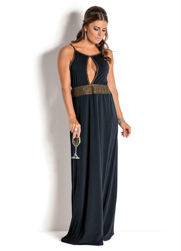 Janine - Vestido Preto com Fios Dourados