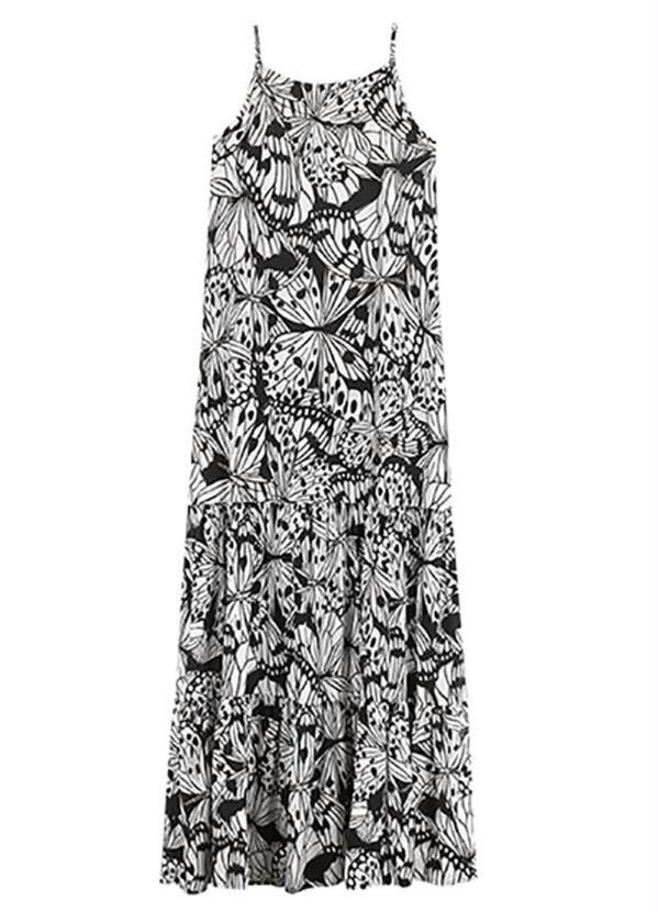 Enfim - Vestido Preto Longo Borboletas