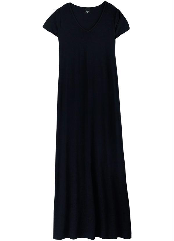 Malwee - Vestido Preto Longo em Viscose