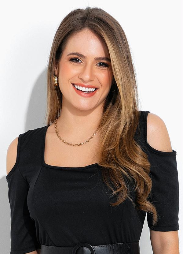 Rosalie - Vestido Preto Ombro Vazado 3