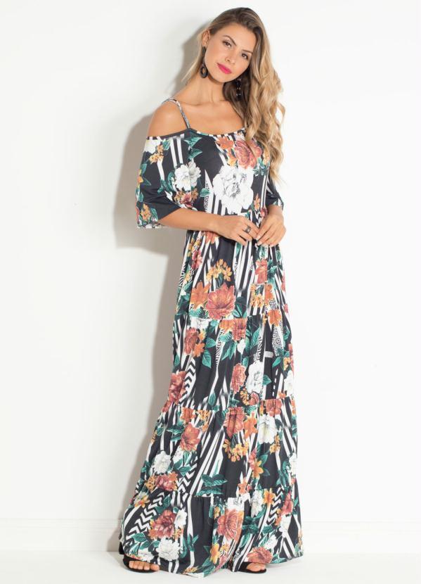 vestido longo ciganinha floral