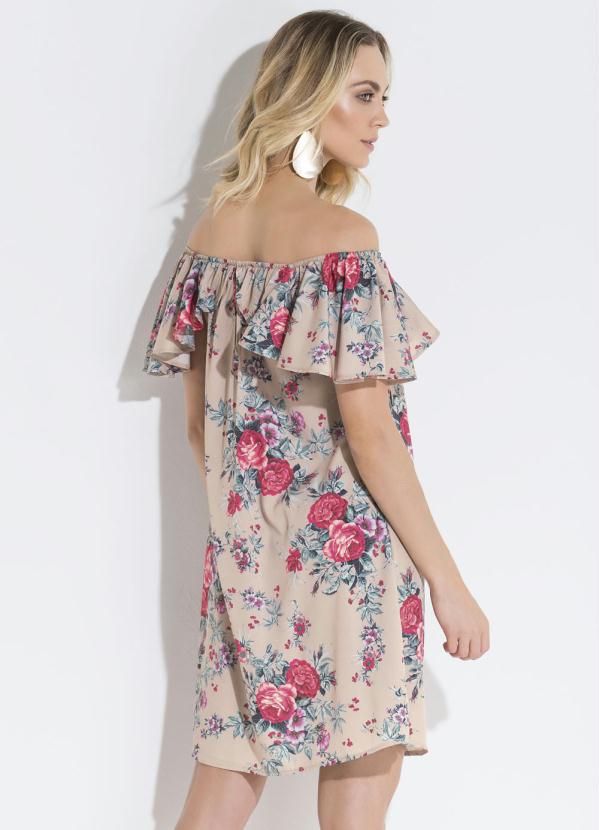 Quintess - Vestido Quintess Floral Ombro a Ombro com Babado 2