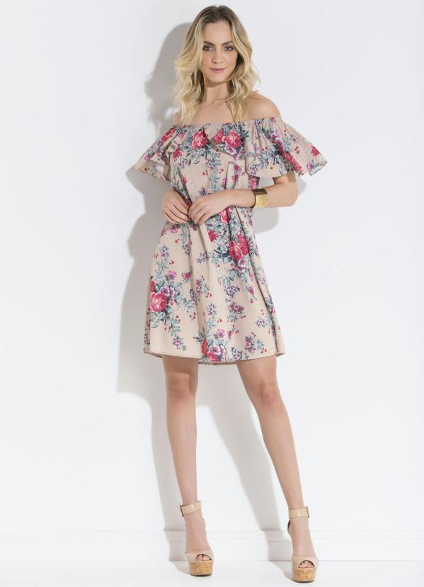 Quintess - Vestido Quintess Floral Ombro a Ombro com Babado 3