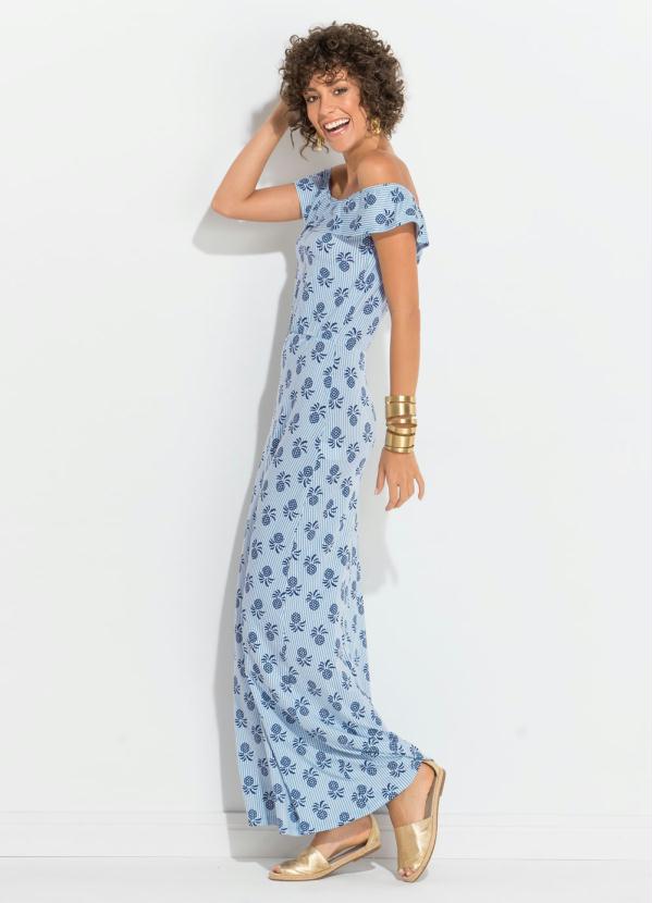 Quintess - Vestido Quintess Listras e Abacaxi Ciganinha 2