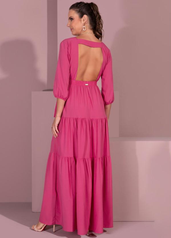 Quintess - Vestido Rosa Transpassado com Camadas 2