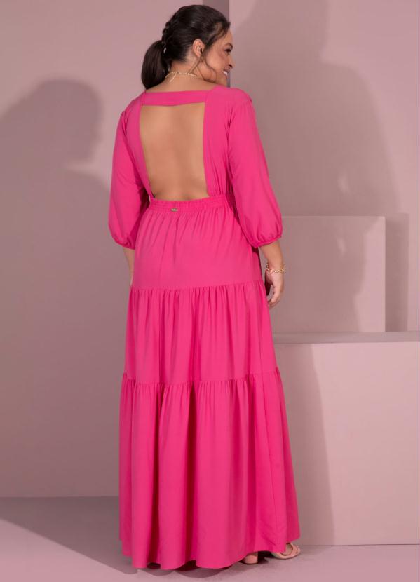 Quintess - Vestido Rosa Transpassado com Camadas 5