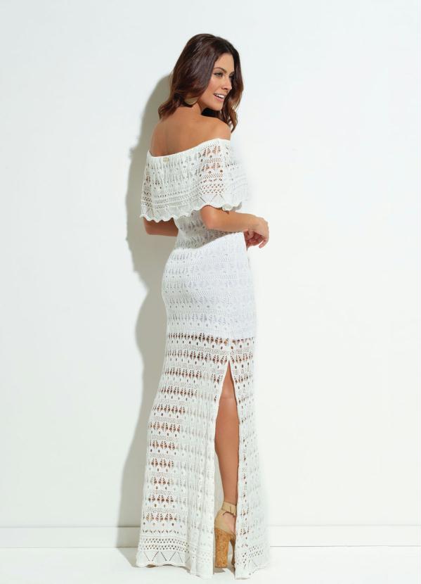 vestido branco longo tricot