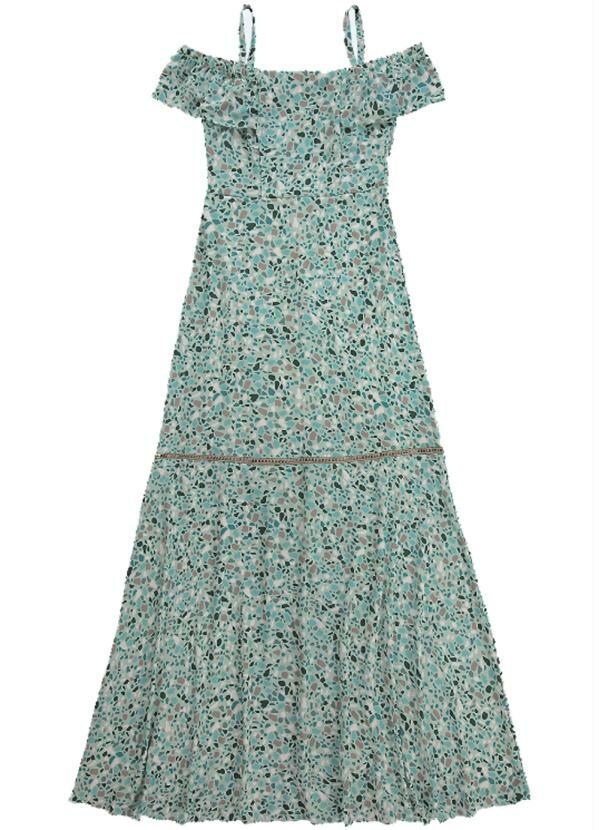 Malwee - Vestido Verde Longo com Entremelo 1