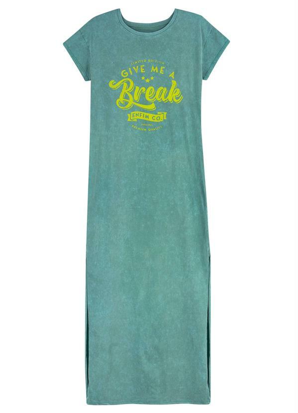 Enfim - Vestido Verde Longo Marmorizado