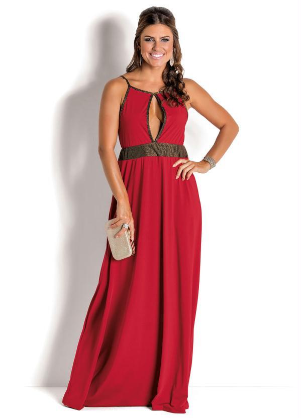 Janine - Vestido Vermelho com Fios Dourados