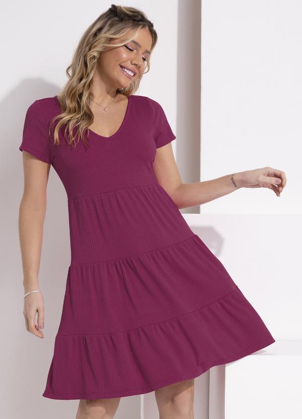 Quintess - Vestido Bordô em Canelado