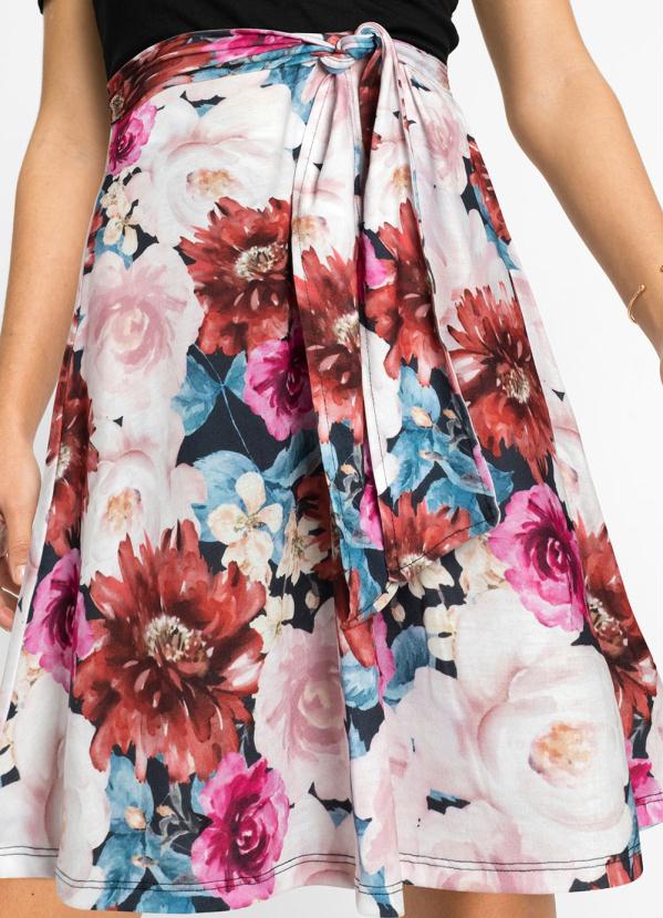 bonprix - Vestido com Amarração Preto e Floral Branco 4