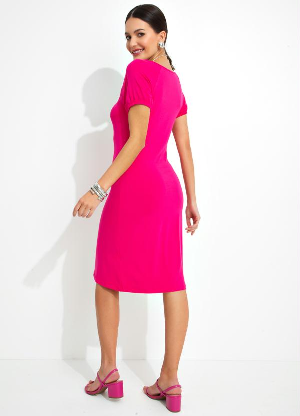 bonprix - Vestido com Drapedo no Decote Pink