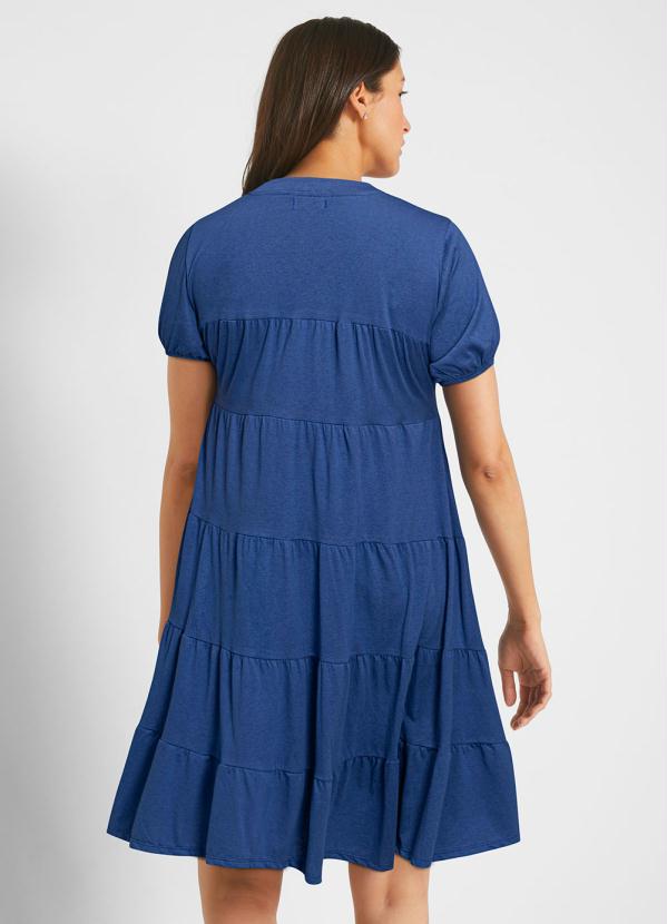 bonprix - Vestido em Camadas Manga Curta Azul Marinho 2