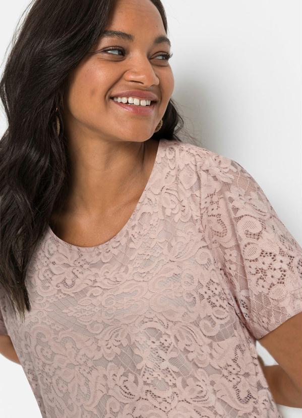 bonprix - Vestido em Renda Decote Redondo Rosê 5
