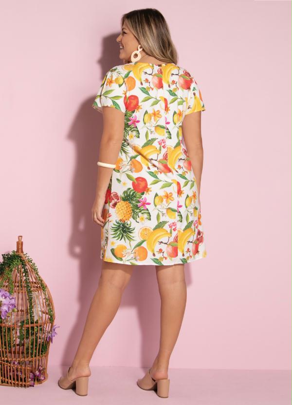 Quintess - Vestido Floral Frutado com Recorte Central 10
