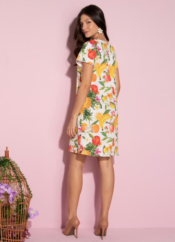 Quintess - Vestido Floral Frutado com Recorte Central 4