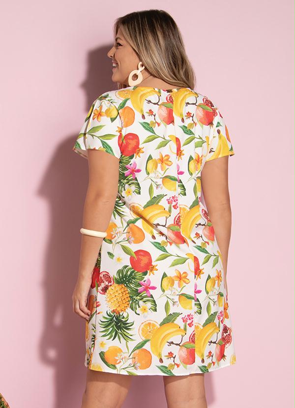 Quintess - Vestido Floral Frutado com Recorte Central 8