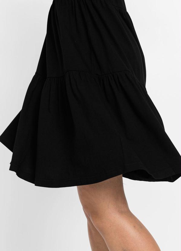 Queima Estoque - Vestido Mangas Curtas com Renda Preto 2