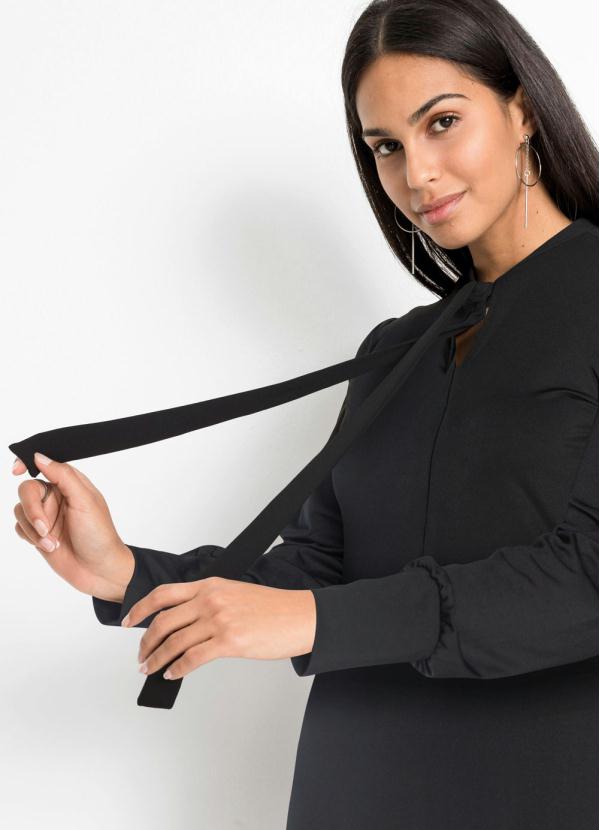 bonprix - Vestido com Decote Frente em Laço Preto 3