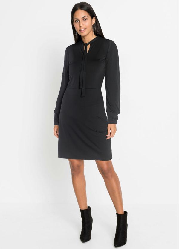 bonprix - Vestido com Decote Frente em Laço Preto 4