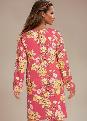 bonprix - Vestido Manga Ampla Floral Vermelho - BONPRIX
