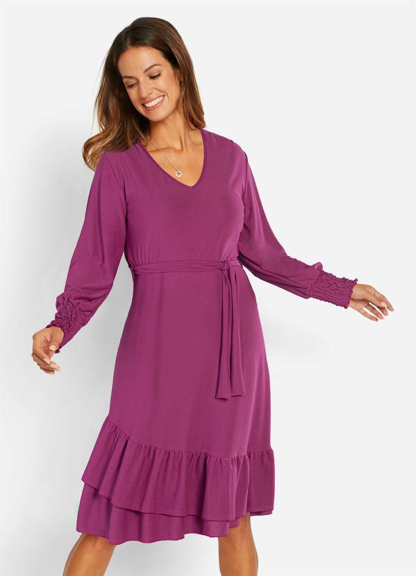 Outlet - Vestido Manga Bufante Rosa