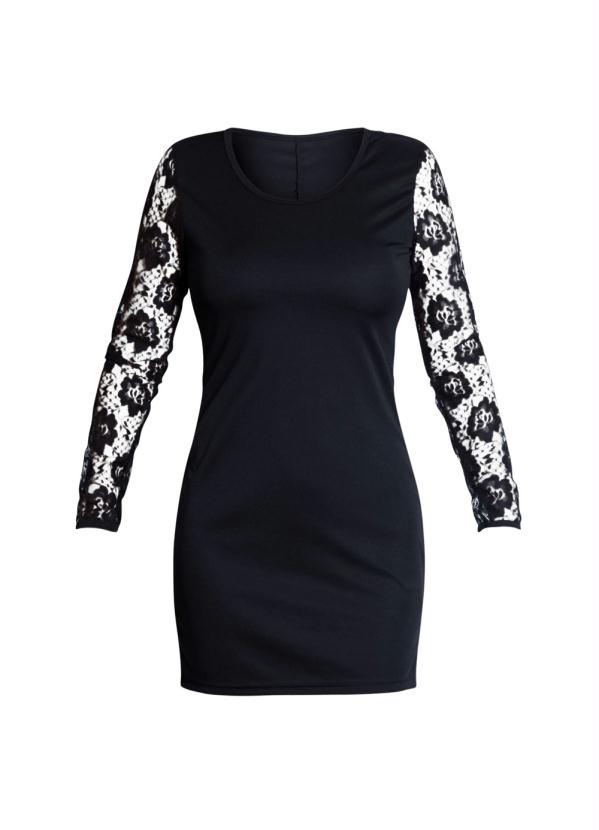 Outlet - Vestido Tubinho Preto Manga Longa 5