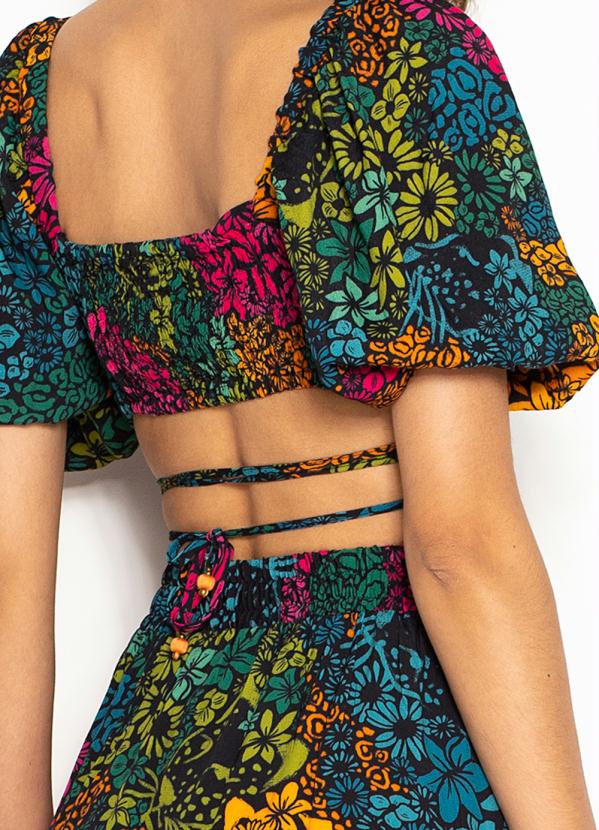 Farm - Conjunto Midi de Crepe Amarração Onça Flor Estampado 4