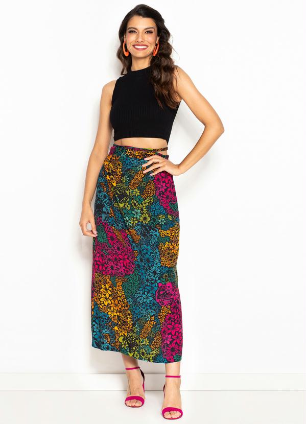 Farm - Conjunto Midi de Crepe Amarração Onça Flor Estampado 6
