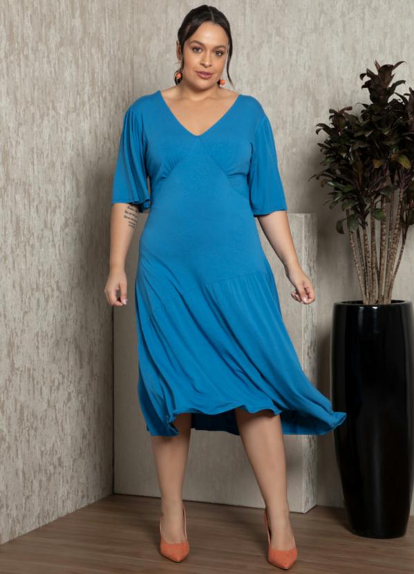 Quintess - Vestido Azul com Recorte no Busto 3