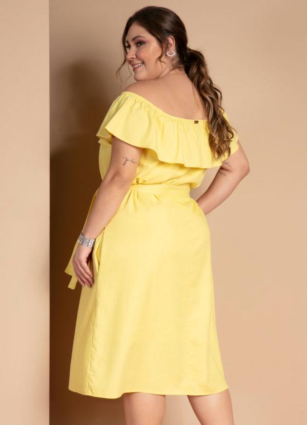 Quintess - Vestido Ciganinha Amarelo com Botões Decorativos 7