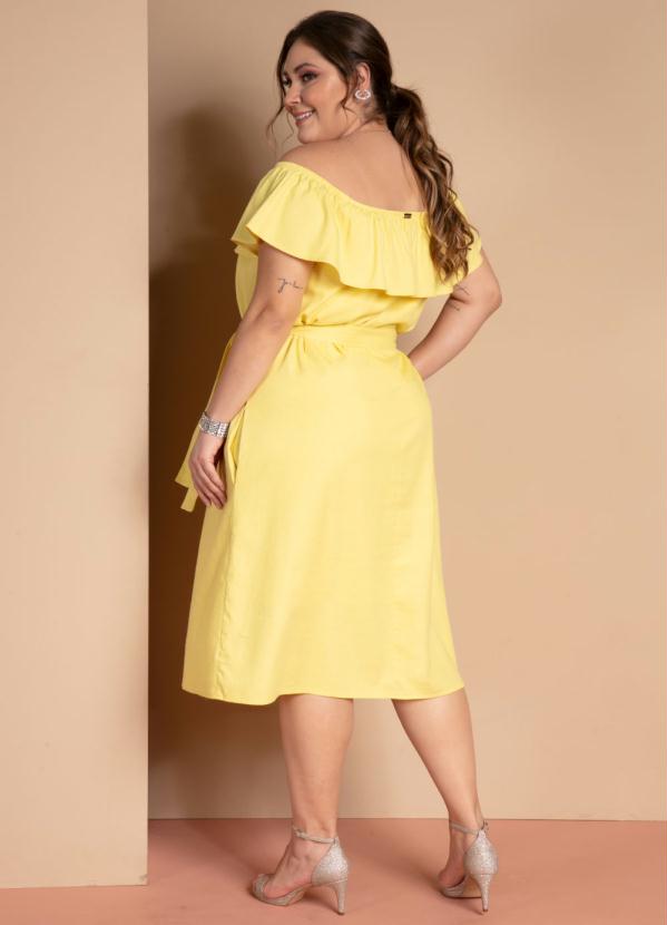 Quintess - Vestido Ciganinha Amarelo com Botões Decorativos 9