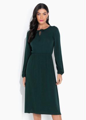 bonprix - Vestido com Amarração Verde - BONPRIX
