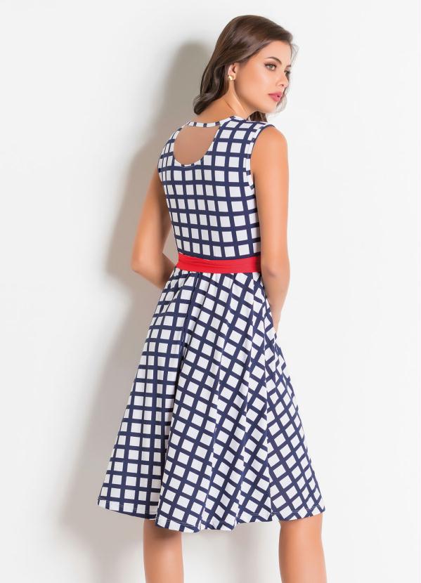 Outlet - Vestido com Faixa Geométrico Moda Evangélica 2