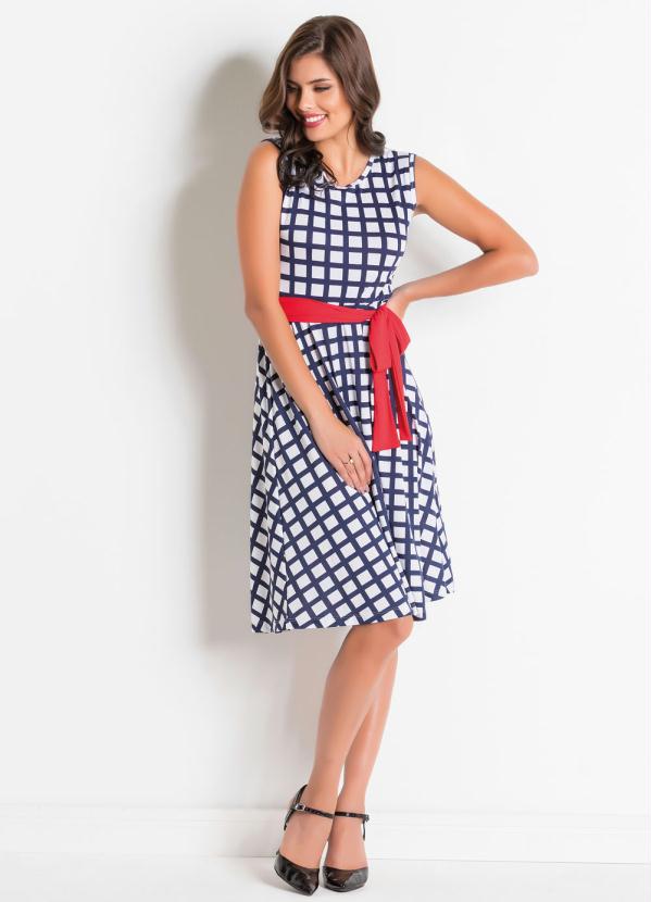 Outlet - Vestido com Faixa Geométrico Moda Evangélica 3