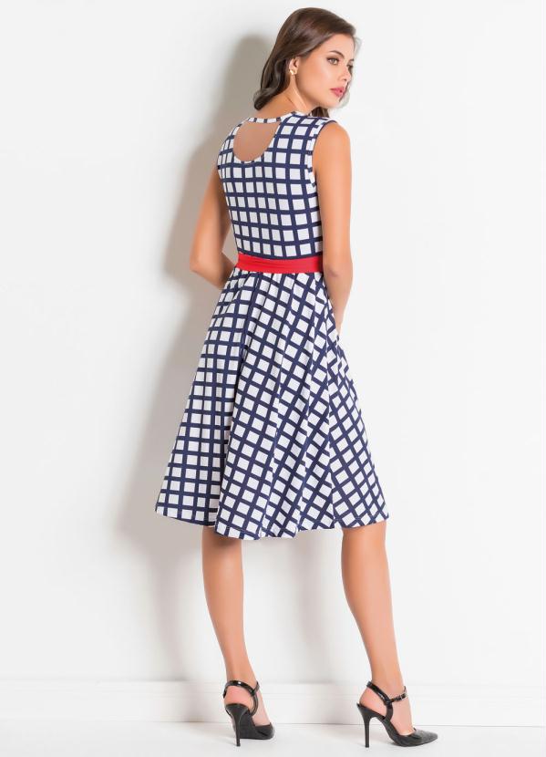 Outlet - Vestido com Faixa Geométrico Moda Evangélica 4