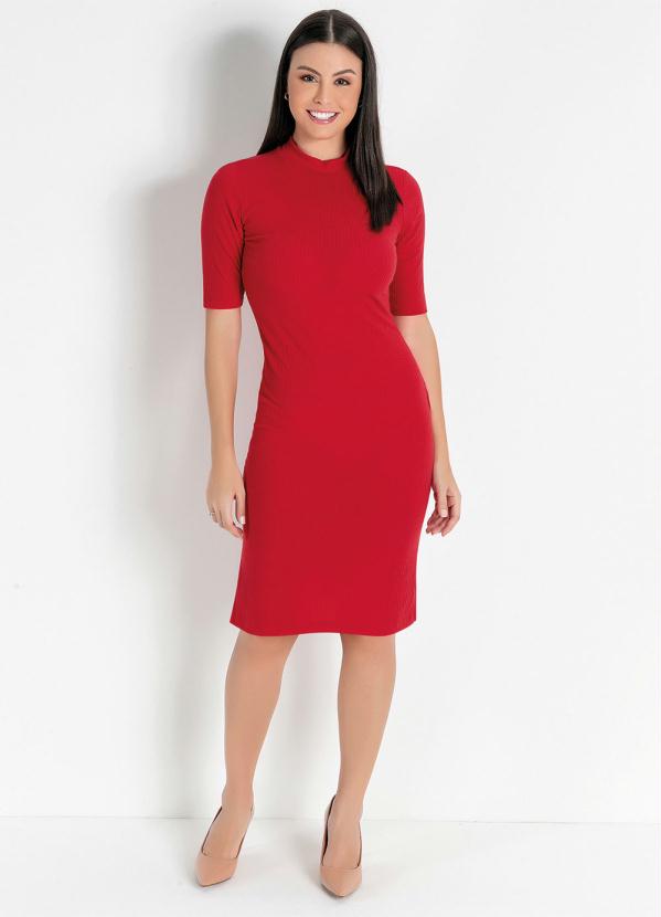 Rosalie - Vestido com Fendas Vermelho Moda Evangélica 3