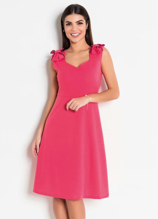 Rosalie - Vestido Coral com Laço Moda Evangélica