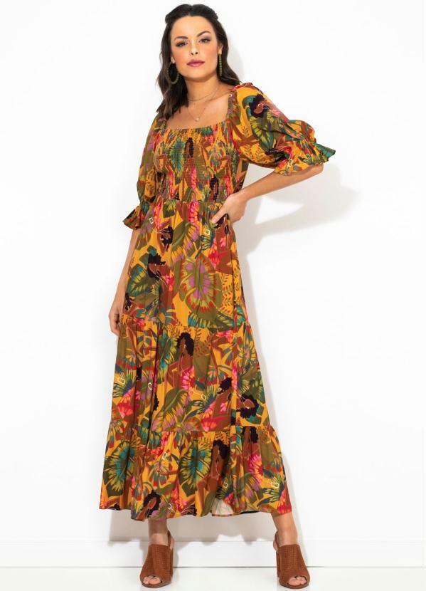 Farm - Vestido Cropped Contando Estrelas Amarelo