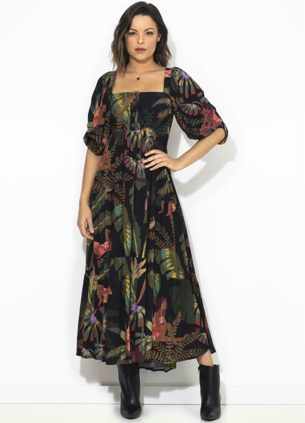 Farm - Vestido Cropped Contando Estrelas Preto