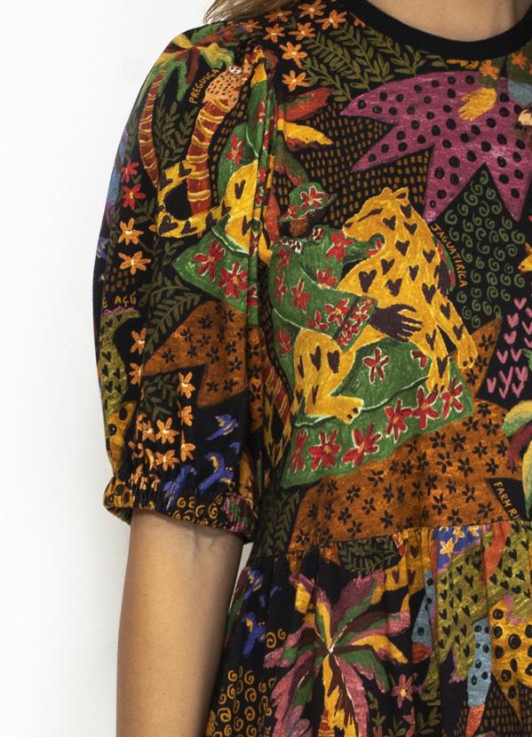 Farm - Vestido Cropped de Malha Amor Animal Preto 3