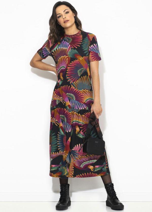 Farm - Vestido Cropped de Malha Frescor de Tucano Estampado