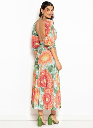 Farm - Vestido Cropped de Viscose Floral Julia Estampado - FARM