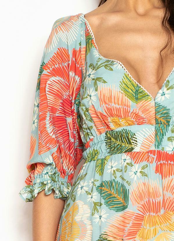 Farm - Vestido Cropped de Viscose Floral Julia Estampado 3