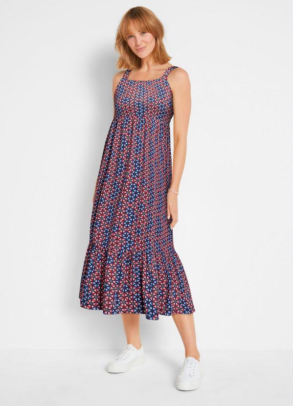 Vestido de Alças Longuete Geométrico Vermelho bonprix