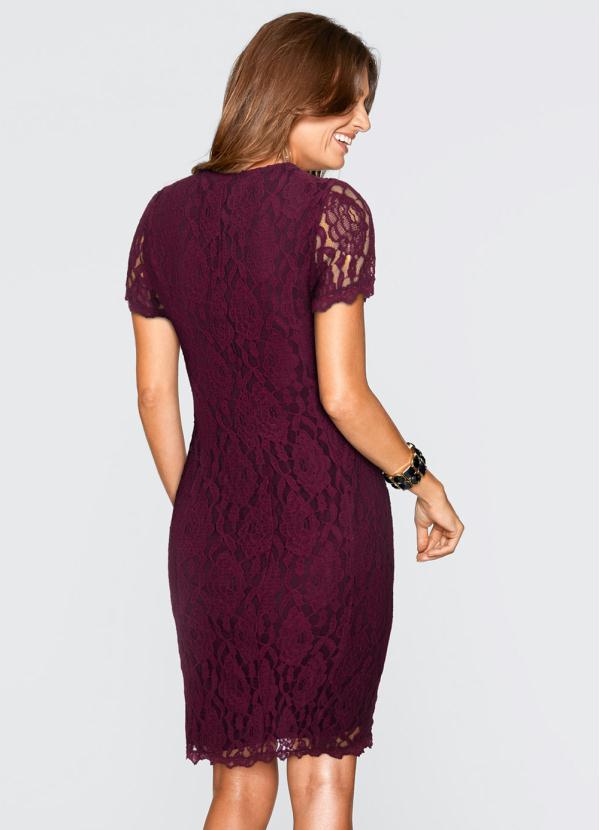 Outlet - Vestido de Renda Bordô 2
