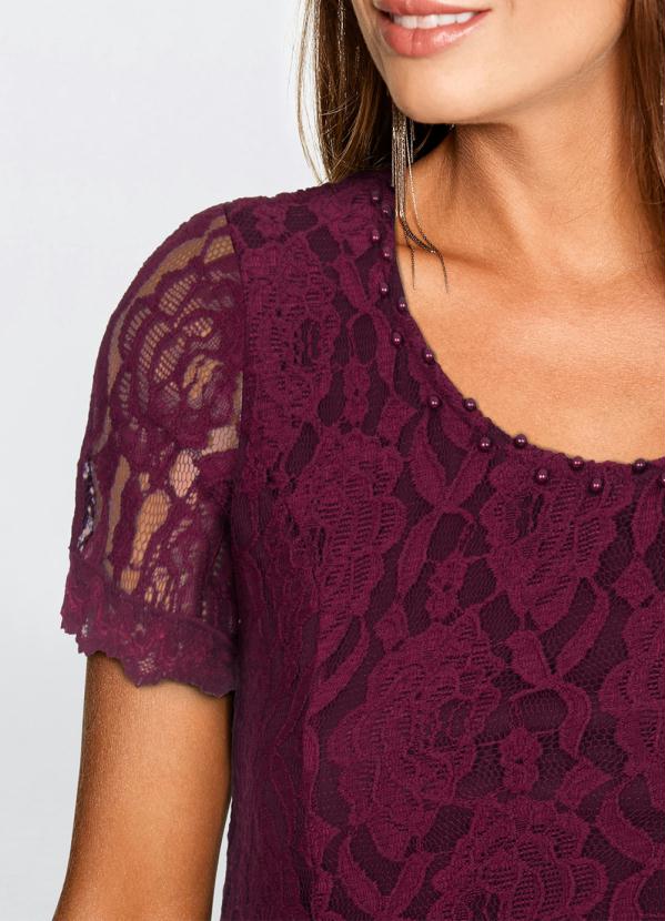 Outlet - Vestido de Renda Bordô 4