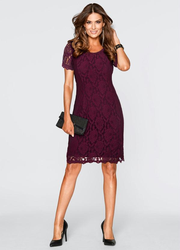 Outlet - Vestido de Renda Bordô 6