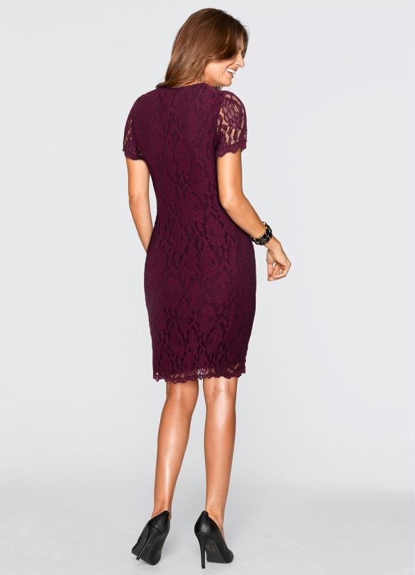 Outlet - Vestido de Renda Bordô 7